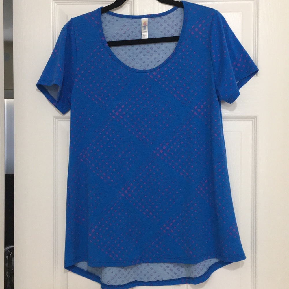 LuLaRoe Classic T Squares Print Blue/Purple Sz S